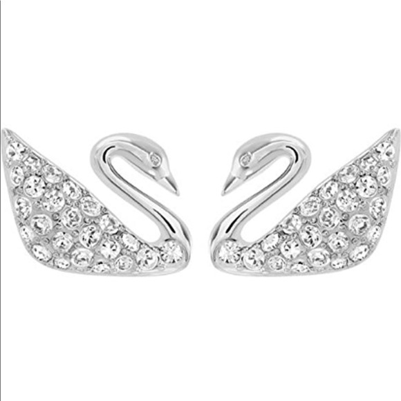 Swarovski Swan Pierced Silver-Tone Earrings